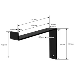 Wandkonsole Regalhalterung 2er Set 250 x 145 mm Schwarz aus Stahl ML-Design