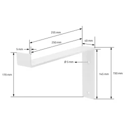 Wandkonsole Regalhalterung 2er Set 250 x 145 mm Weiß aus Stahl ML-Design