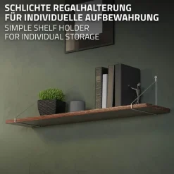Wandkonsole Regalhalterung 2er Set 250 x 250 mm Silber aus Stahl ML-Design