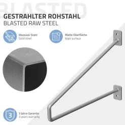 Wandkonsole Regalhalterung 2er Set 265 x 180 mm Grau aus Stahl ML-Design