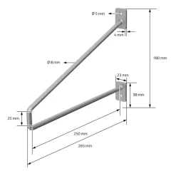 Wandkonsole Regalhalterung 2er Set 265 x 180 mm Grau aus Stahl ML-Design