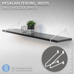 Wandkonsole Regalhalterung 2er Set 265 x 180 mm Weiß aus Stahl ML-Design