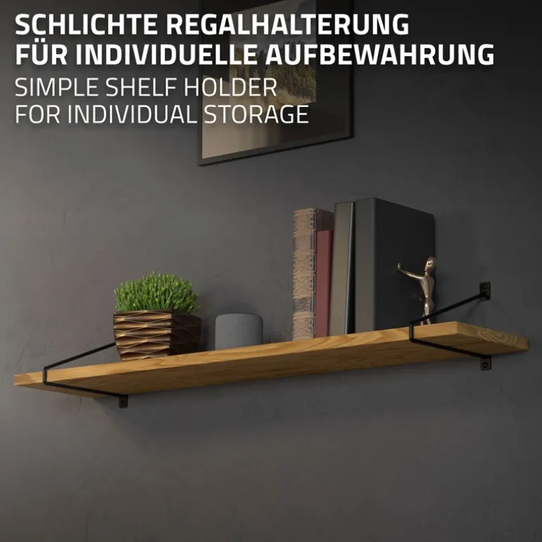 Wandkonsole Regalhalterung 2er Set 265 x180 mm Schwarz aus Stahl ML-Design