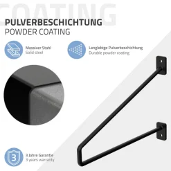 Wandkonsole Regalhalterung 2er Set 265 x180 mm Schwarz aus Stahl ML-Design
