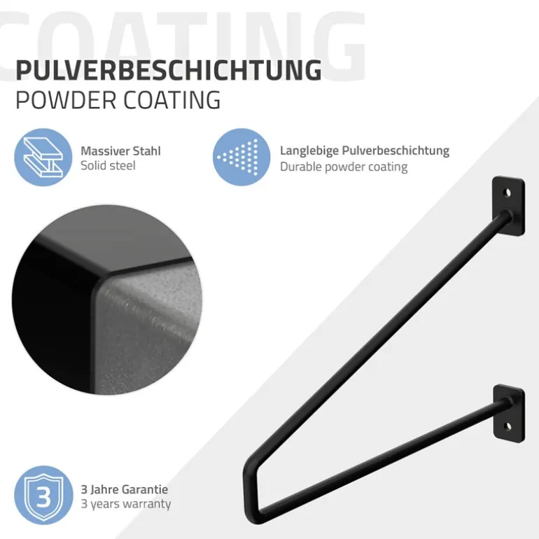 Wandkonsole Regalhalterung 2er Set 265 x180 mm Schwarz aus Stahl ML-Design