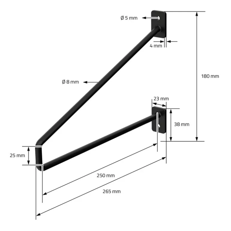 Wandkonsole Regalhalterung 2er Set 265 x180 mm Schwarz aus Stahl ML-Design