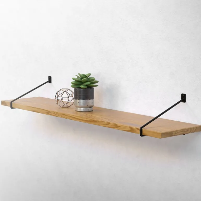 Wandkonsole Regalhalterung 2er Set 265 x180 mm Schwarz aus Stahl ML-Design