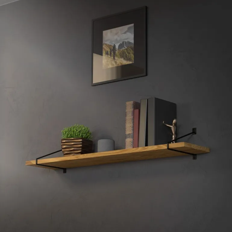 Wandkonsole Regalhalterung 2er Set 265 x180 mm Schwarz aus Stahl ML-Design