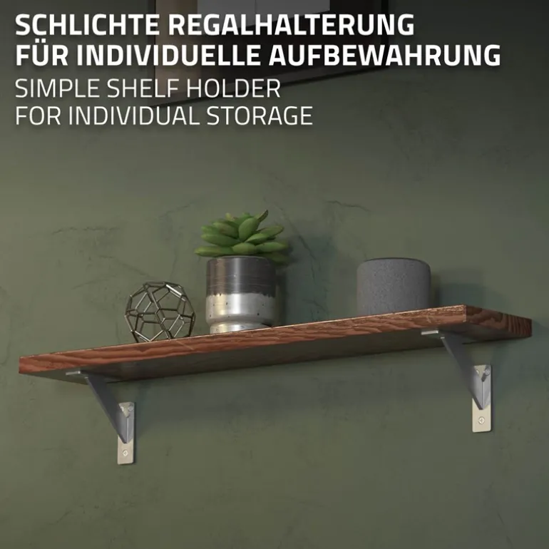 Wandkonsole Regalhalterung 2er Set 120 x 120 mm Silber aus Aluminium ML-Design