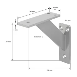 Wandkonsole Regalhalterung 2er Set 120 x 120 mm Silber aus Aluminium ML-Design