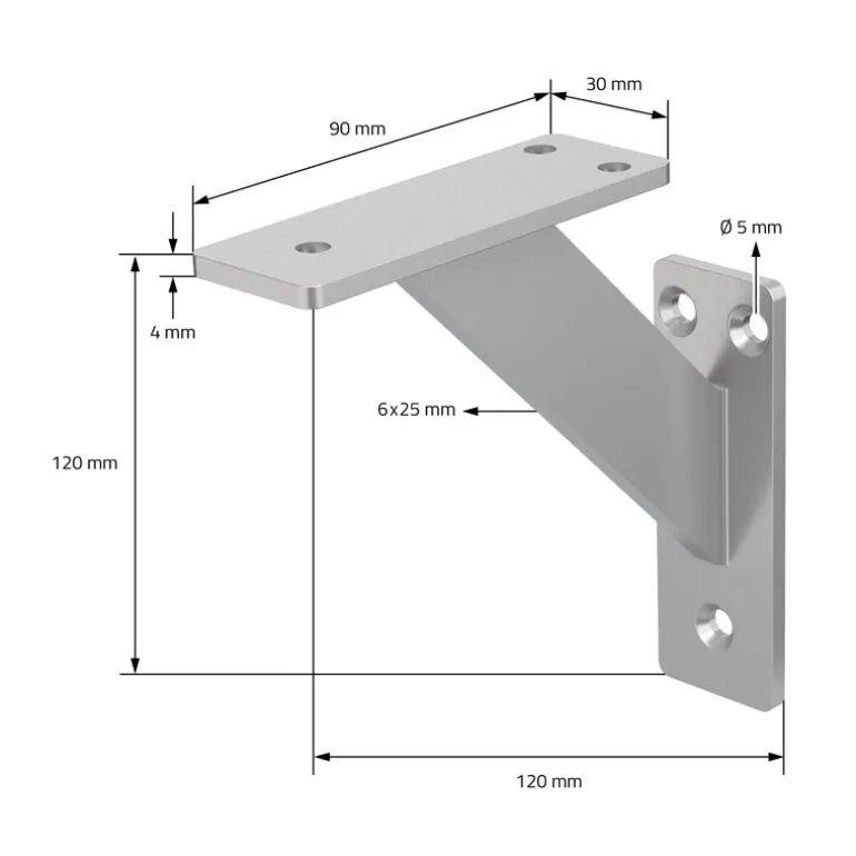 Wandkonsole Regalhalterung 2er Set 120 x 120 mm Silber aus Aluminium ML-Design