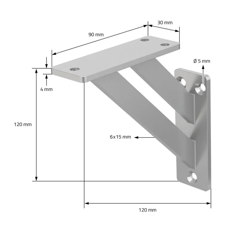 Wandkonsole Regalhalterung 2er Set 120 x 120 mm Silber aus Aluminium ML-Design