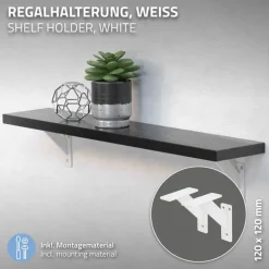 Wandkonsole Regalhalterung 2er Set 120 x 120 mm Weiß aus Aluminium ML-Design