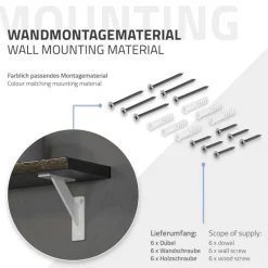 Wandkonsole Regalhalterung 2er Set 120 x 120 mm Weiß aus Aluminium ML-Design