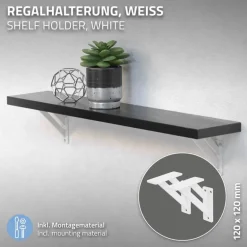 Wandkonsole Regalhalterung 2er Set 120 x 120 mm Weiß aus Aluminium ML-Design