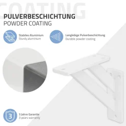 Wandkonsole Regalhalterung 2er Set 120 x 120 mm Weiß aus Aluminium ML-Design