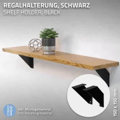 Wandkonsole Regalhalterung 2er Set 150 x 150 cm Schwarz aus Stahl ML-Design