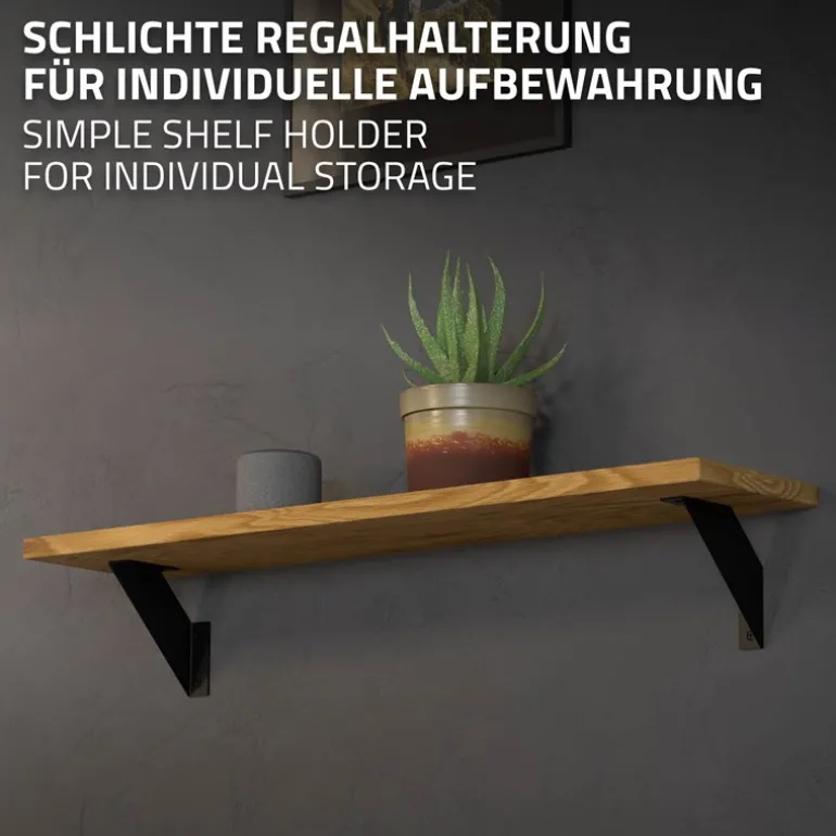 Wandkonsole Regalhalterung 2er Set 150 x 150 cm Schwarz aus Stahl ML-Design