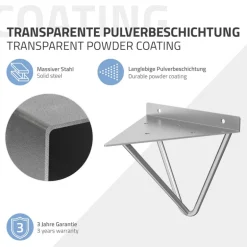 Wandkonsole Regalhalterung 2er Set 160 x 155 x 170 mm Grau aus Stahl ML-Design