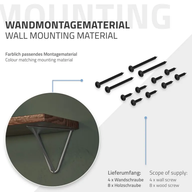 Wandkonsole Regalhalterung 2er Set 160 x 155 x 170 mm Grau aus Stahl ML-Design