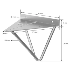 Wandkonsole Regalhalterung 2er Set 160 x 155 x 170 mm Grau aus Stahl ML-Design