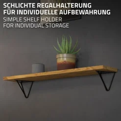 Wandkonsole Regalhalterung 2er Set 160 x 155 x 170 mm Schwarz aus Stahl ML-Design