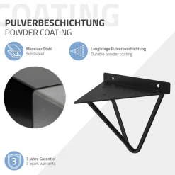 Wandkonsole Regalhalterung 2er Set 160 x 155 x 170 mm Schwarz aus Stahl ML-Design
