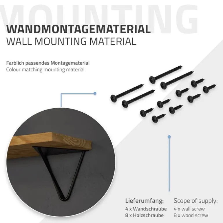 Wandkonsole Regalhalterung 2er Set 160 x 155 x 170 mm Schwarz aus Stahl ML-Design
