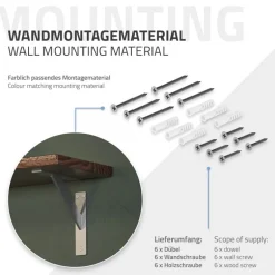 Wandkonsole Regalhalterung 2er Set 180 x 180 mm Silber aus Aluminium ML-Design