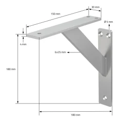 Wandkonsole Regalhalterung 2er Set 180 x 180 mm Silber aus Aluminium ML-Design