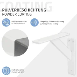 Wandkonsole Regalhalterung 2er Set 180 x 180 mm Weiß aus Aluminium ML-Design