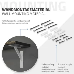 Wandkonsole Regalhalterung 2er Set 180 x 180 mm Weiß aus Aluminium ML-Design