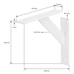 Wandkonsole Regalhalterung 2er Set 180 x 180 mm Weiß aus Aluminium ML-Design