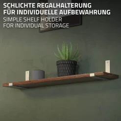 Wandkonsole Regalhalterung 2er Set 200 x 140 mm Grau Stahl ML-Design