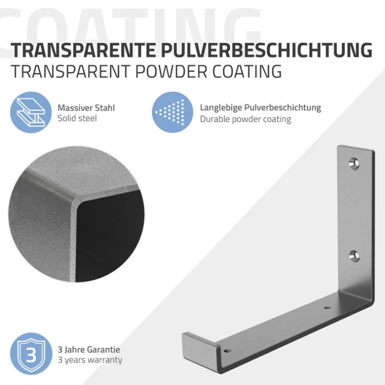 Wandkonsole Regalhalterung 2er Set 200 x 140 mm Grau Stahl ML-Design