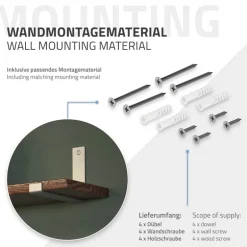 Wandkonsole Regalhalterung 2er Set 200 x 140 mm Grau Stahl ML-Design