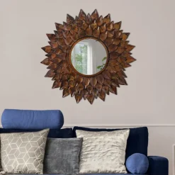 Wandspiegel Ø 73 cm Braun aus Glas mit Metallrahmen WOMO-Design