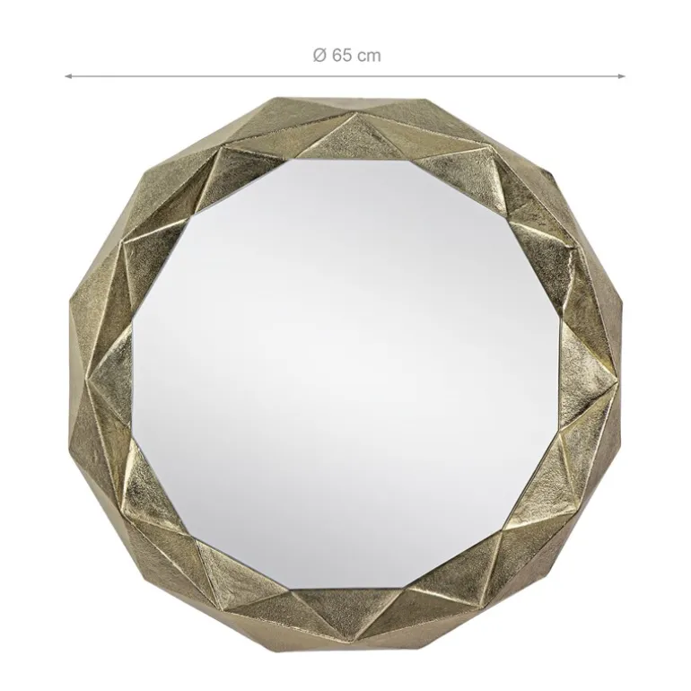Wandspiegel Ø 65 cm Gold aus Glas mit Metallrahmen WOMO-Design