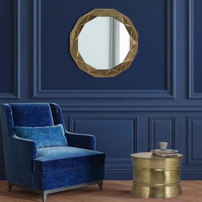 Wandspiegel Ø 65 cm Gold aus Glas mit Metallrahmen WOMO-Design