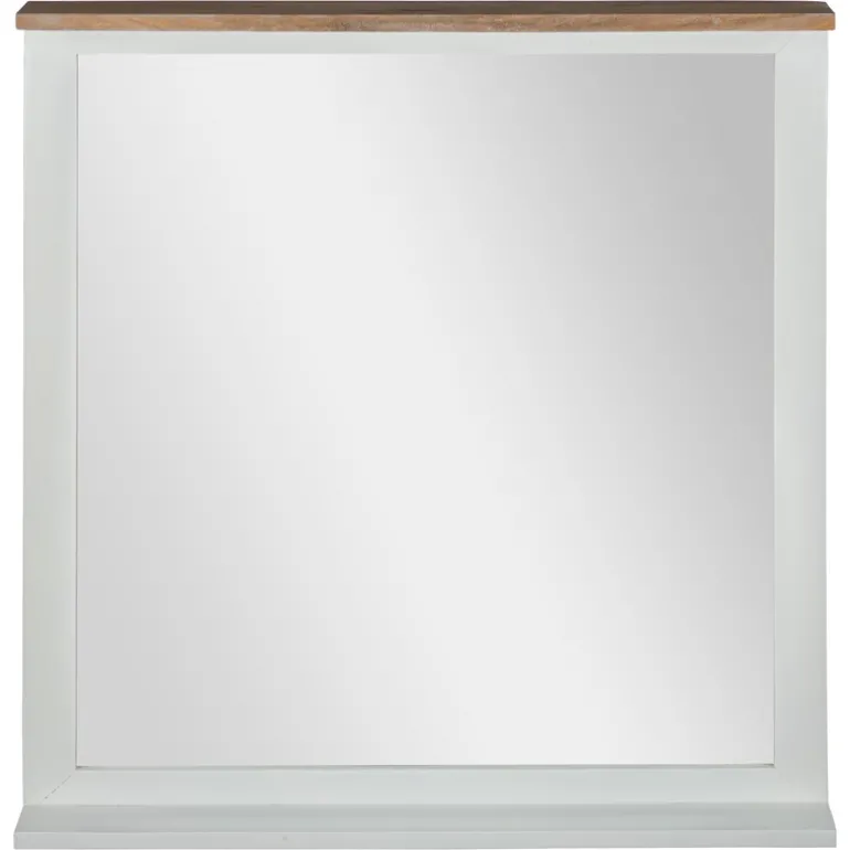 Wandspiegel Natur/Weiß 80x76 cm aus massivem Mangoholz WOMO-Design