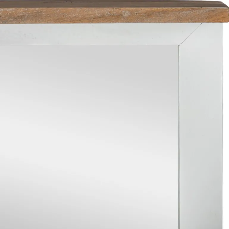 Wandspiegel Natur/Weiß 80x76 cm aus massivem Mangoholz WOMO-Design