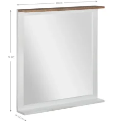 Wandspiegel Natur/Weiß 80x76 cm aus massivem Mangoholz WOMO-Design