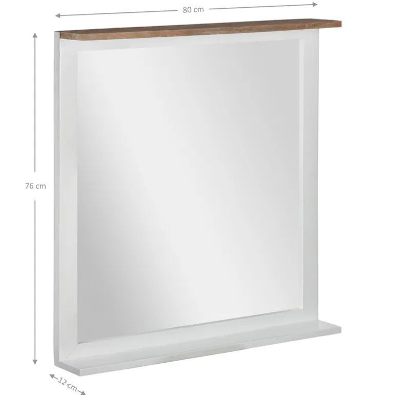 Wandspiegel Natur/Weiß 80x76 cm aus massivem Mangoholz WOMO-Design