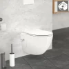 Wand-WC Hänge Toilette aus Keramik 49 cm lang Spülrandlos mit Bidet & Softclose LuxeBath