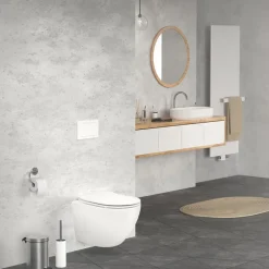 Wand-WC Hänge Toilette aus Keramik 49 cm lang Spülrandlos mit Nanoversiegelung & Softclose Luxebath