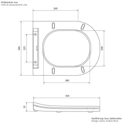 Wand-WC Hänge Toilette aus Keramik 49 cm lang Spülrandlos mit Nanoversiegelung & Softclose Luxebath