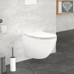 Wand-WC Hänge Toilette aus Keramik 49 cm lang Spülrandlos mit Softclose Luxebath