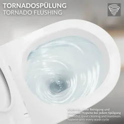 Wand-WC Hänge Toilette aus Keramik 49 cm lang Spülrandlos mit Softclose Luxebath