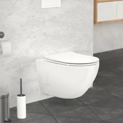 Wand-WC Hänge Toilette aus Keramik 52 cm Spülrandlos mit Softclose LuxeBath
