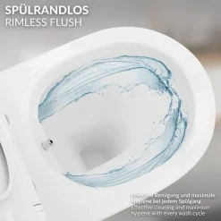 Wand-WC Hänge Toilette aus Keramik 54 cm lang Spülrandlos mit Bidet & Softclose LuxeBath